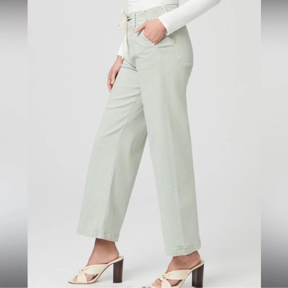NWT PAIGE Carly High Rise Wide‎ Leg Jeans in Vintage Salty Sea Spring Summer